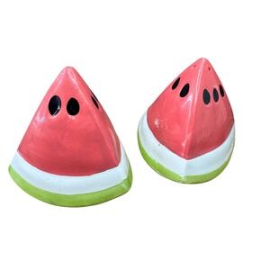 LOOMCO 1993 Watermelon Slice Salt & Pepper Shakers Ceramic‎ Vintage
